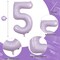 Pastel Purple 5 Balloons, 40 Inch Giant Dusty Light Purple Mylar Foil Number 0-9 Helium Balloon for Girls, Self Inflating Lilac 5th Birthday Balloon for Women Anniversary Party Decorations Supplies